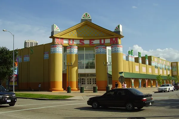 The colorful columned entrance of the Children's Museum Houston