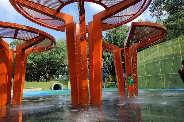 The splash pad at Levy Park