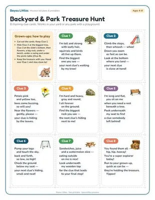 Preview of the Backyard & park treasure hunt printable