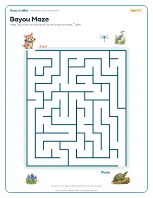 Preview of the Bayou maze printable