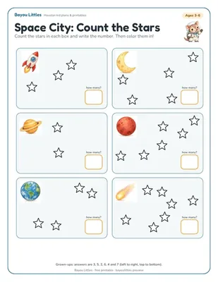 Preview of the Space City rocket pack printable