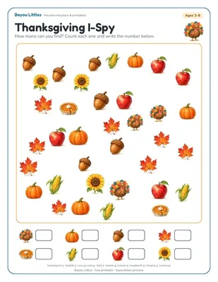 Preview of the Thanksgiving I-Spy & place cards printable